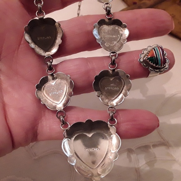 VTG NATIVE AMERICAN STERLING NECK, CUFF & RING SET - Picture 8 of 8